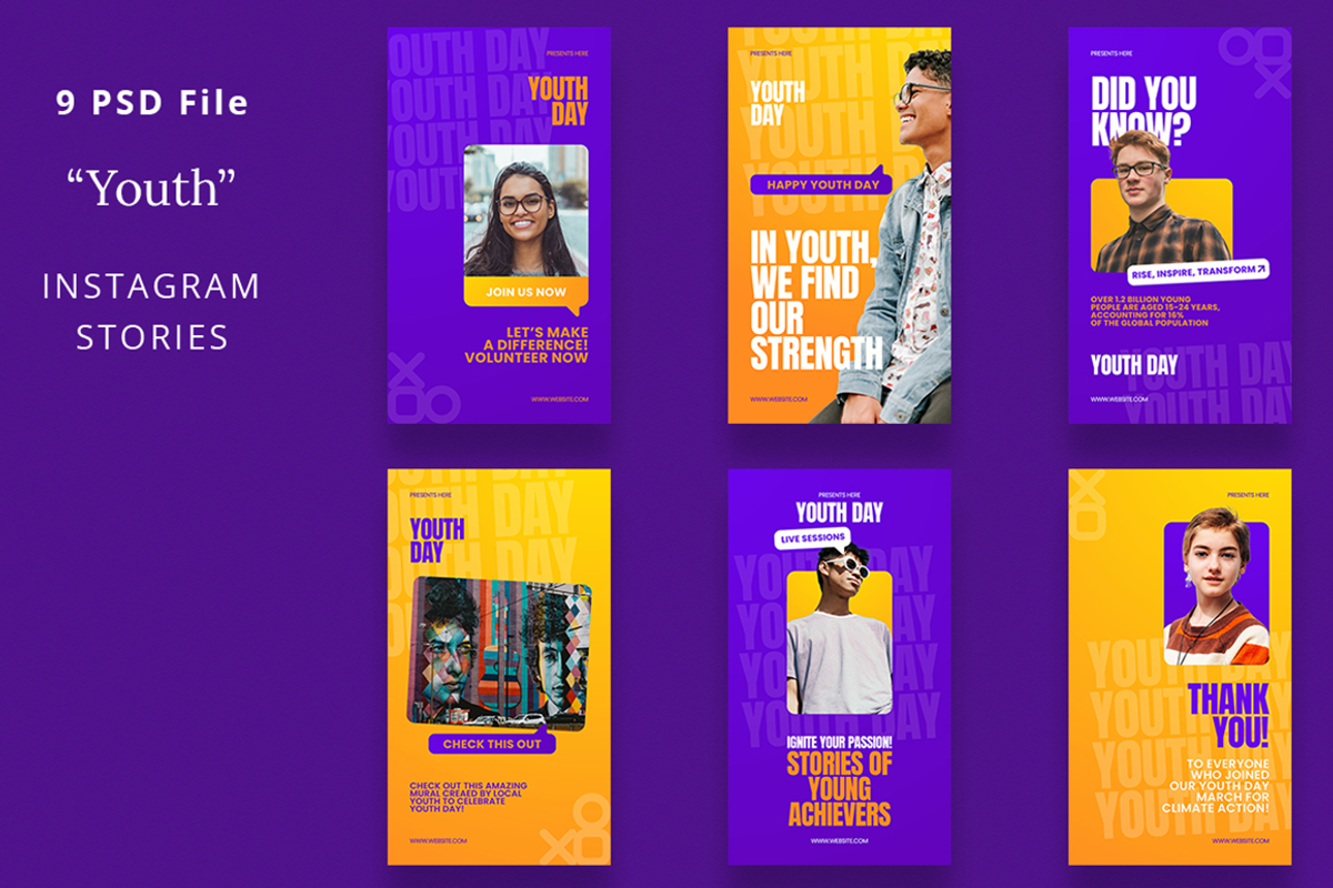 International Youth Day Canva & Inst, a Social Media Template by Attype (Photo 3 of 4)