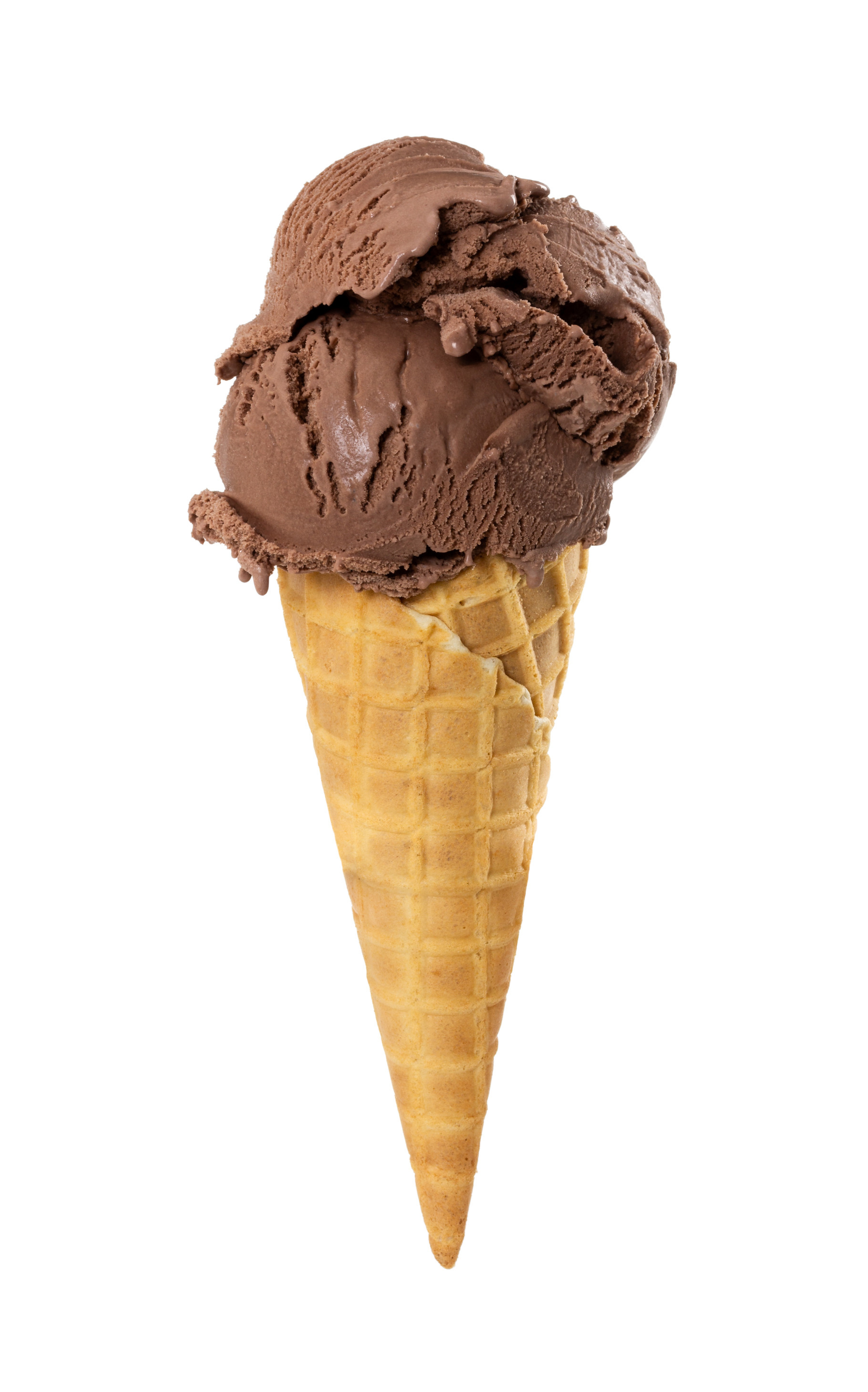 Chocolate ice cream in waffle cone featuring ice, cream, and cone, a ...