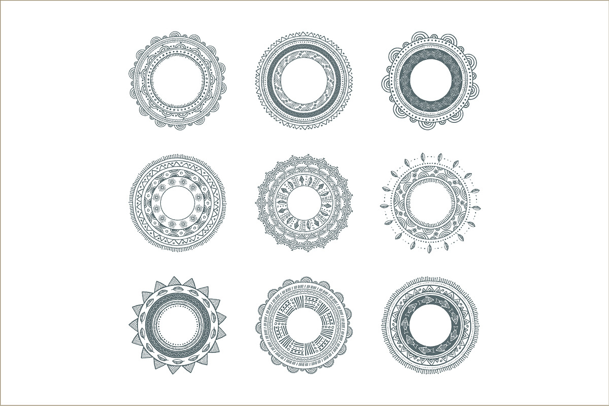 9 Tribal Mandalas, Frames, Patterns preview 3