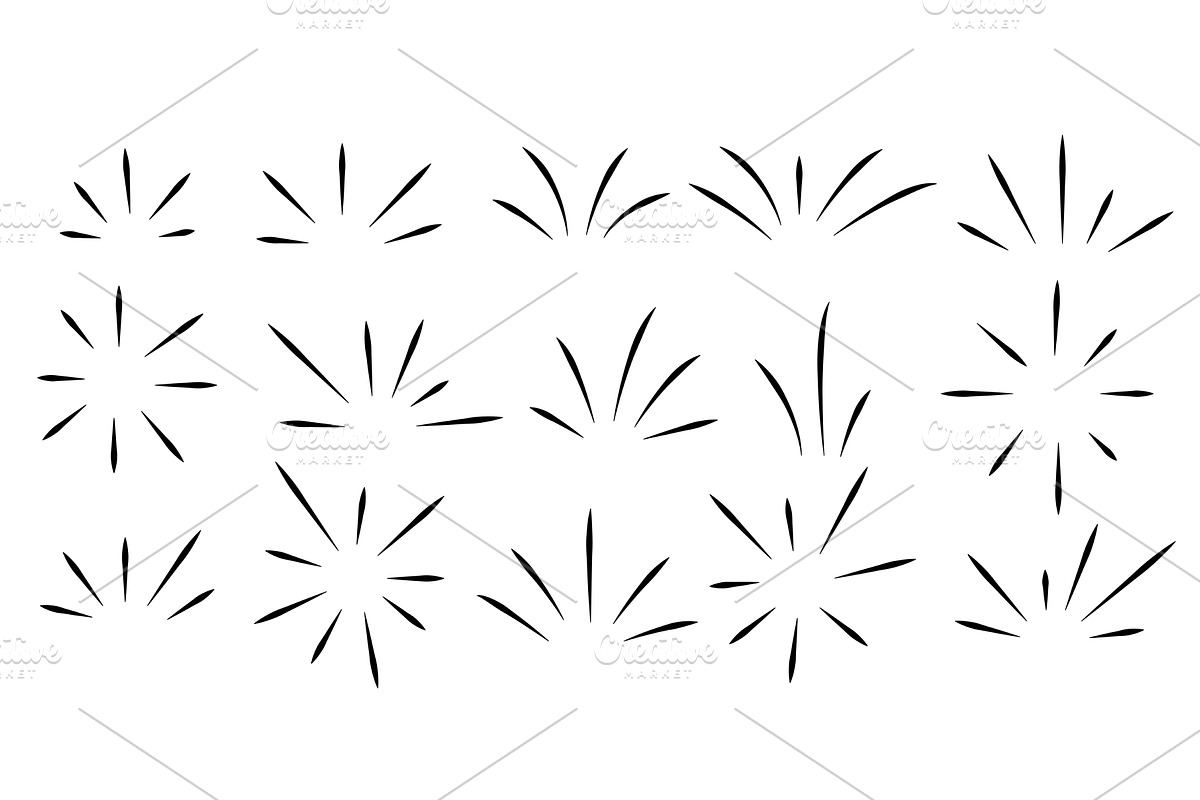 Hand drawn set of rays, flashes, an Illustration by Tati_Kli