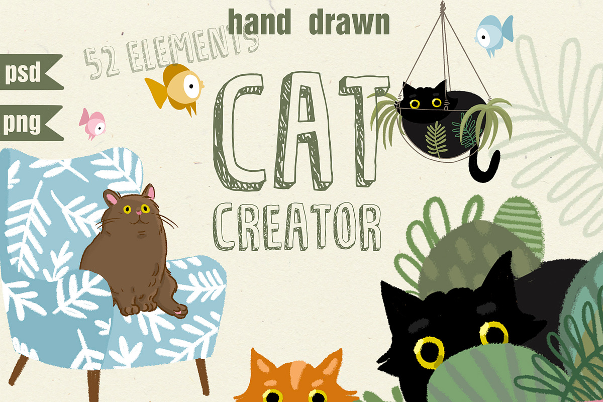 Cat creator collection, an Animal Illustration by Marine art (Photo 1 of 6)
