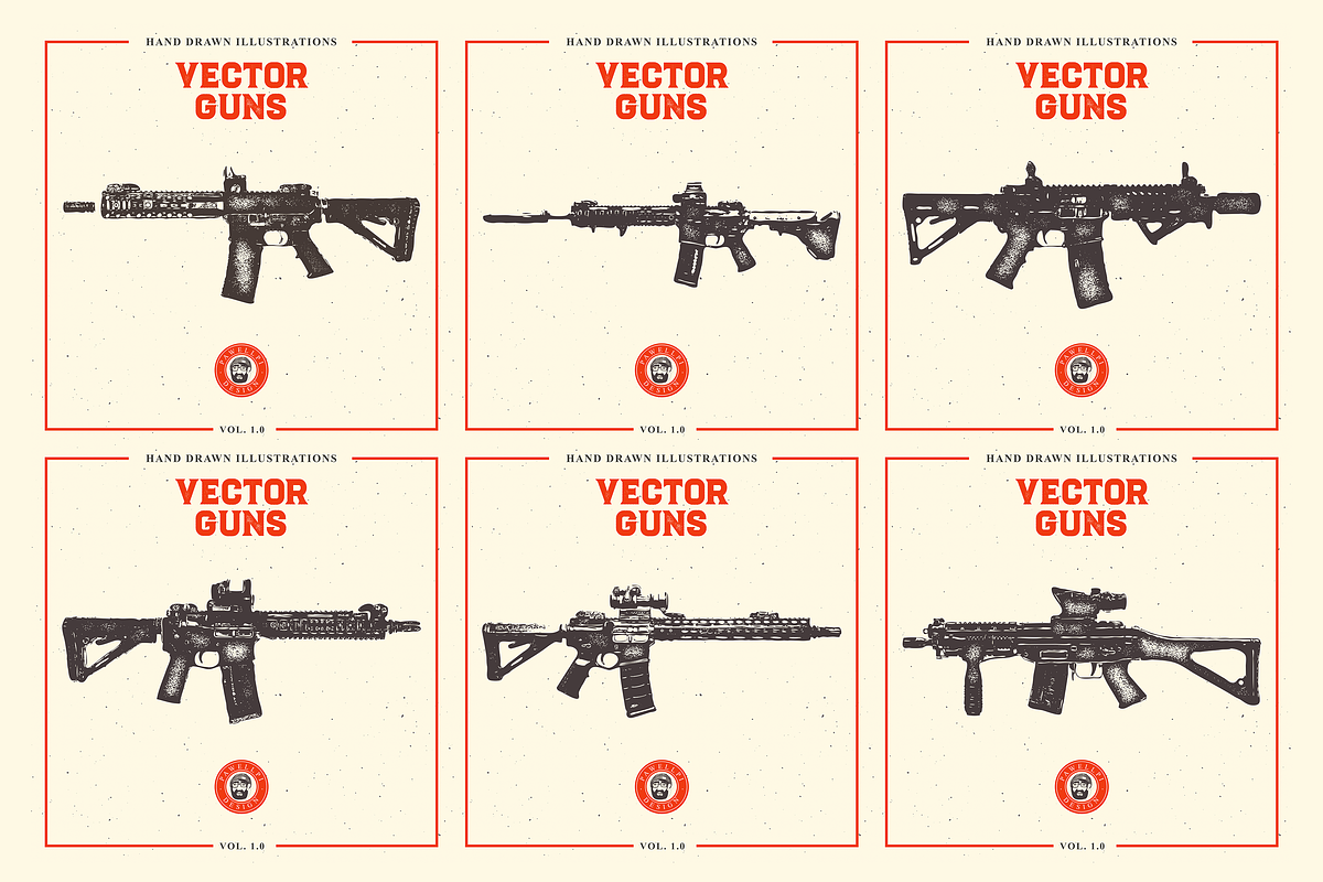 VECTOR GUNS HAND DRAWN BUNDLE 1.0, an Illustration by pawellpi