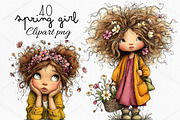 Whimsical Spring Girl Clipart Bundle, a Seasonal Illustration by Canvas Craft (Thumbnail 1 of 7)