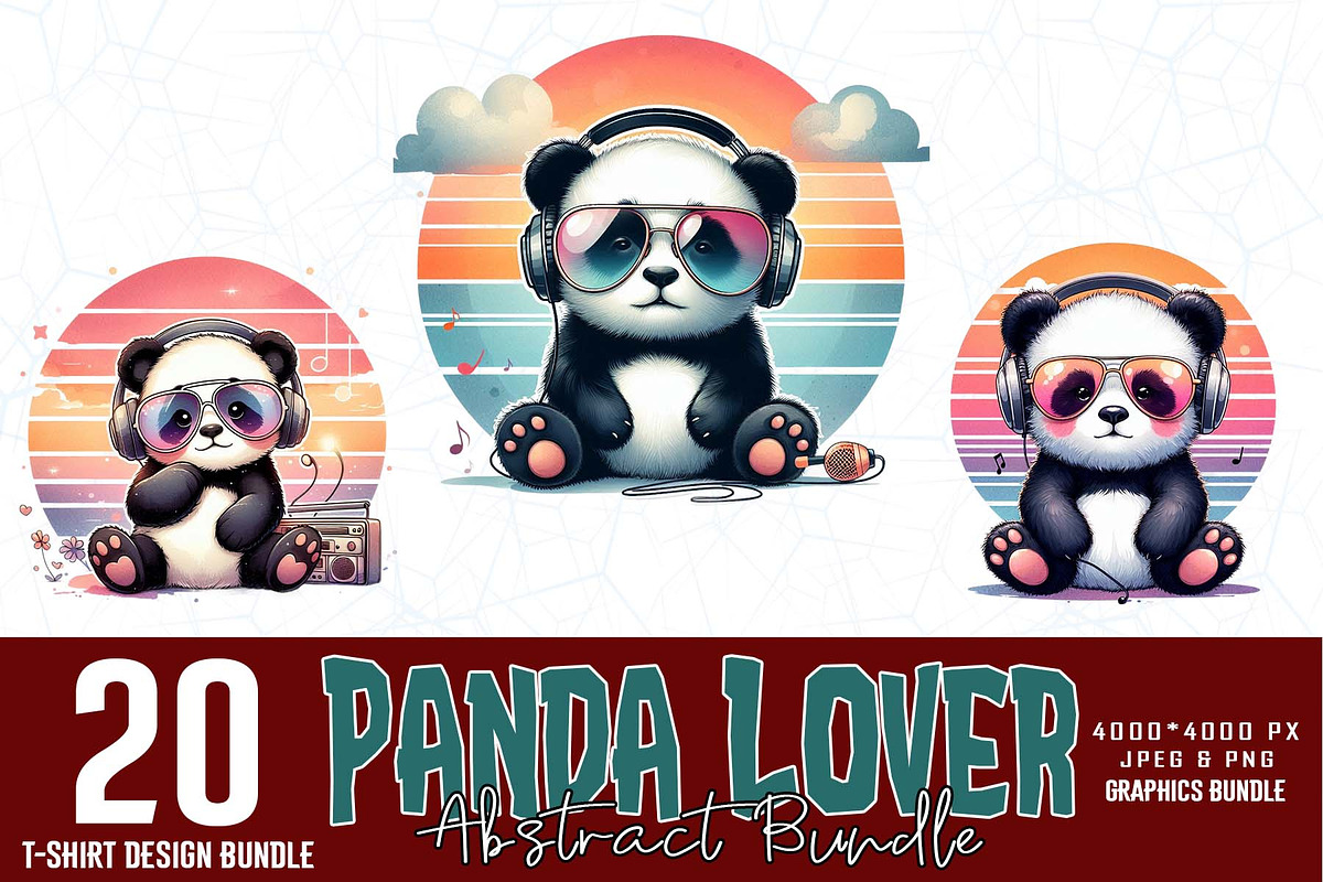 20 Groovy Panda T-shirt Bundle, an Animal Illustration by Sofia's Fashion (Photo 1 of 3)