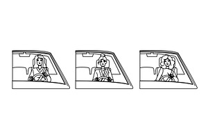 drive driving car woman vector, a Person Illustration by pikepicture