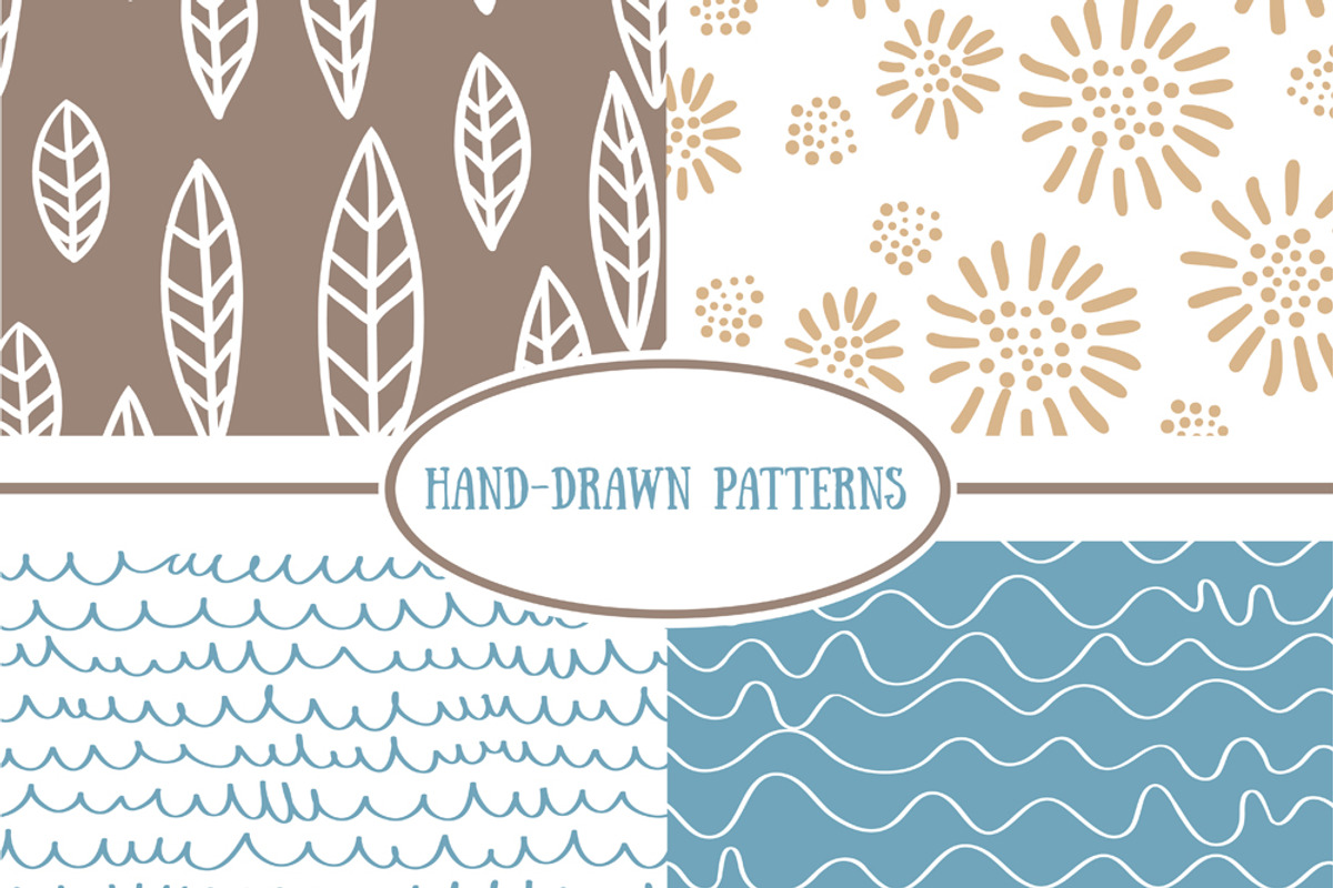 Hand-drawn vector seamless patterns
