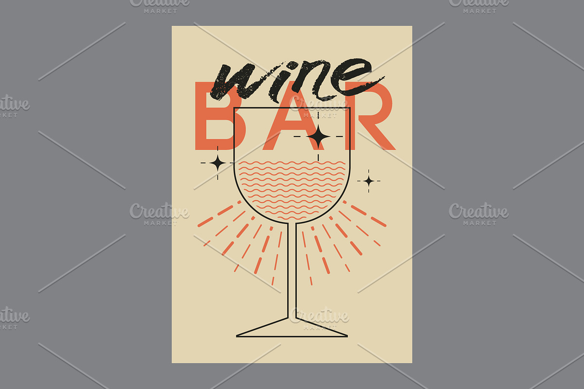 Wine Bar design vector poster set., a Food Illustration by PoPaShop (Photo 6 of 7)