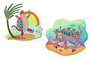 Tropical Cat Characters PNG, a Seasonal Illustration by FaliushViktoriaArtist (Thumbnail 5 of 7)