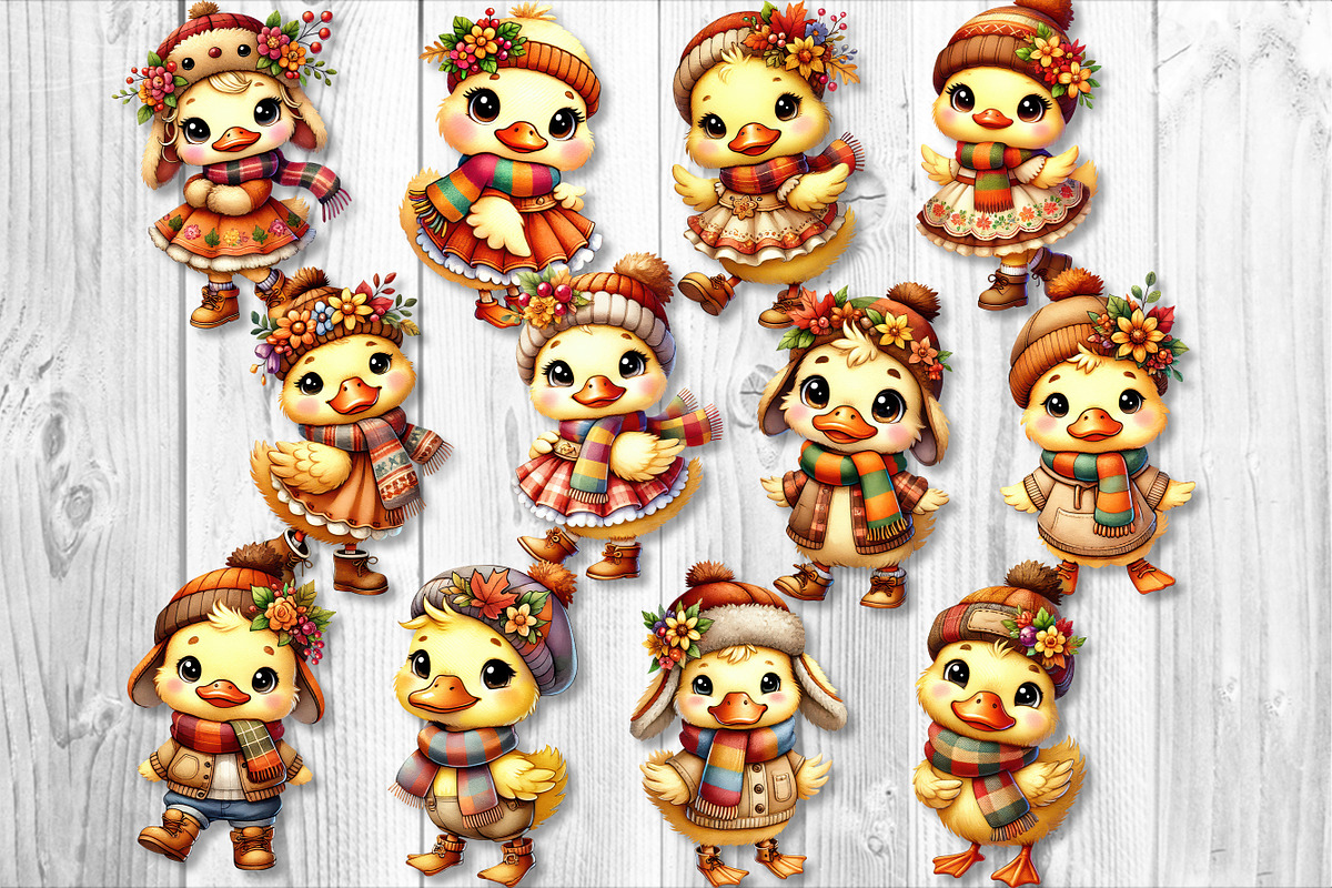 Autumn Cute Duck Clipart Sublimation, a Seasonal Illustration by V Design Creator (Photo 7 of 7)