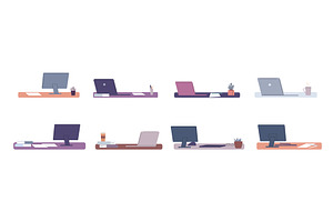 Workplaces. Desk with laptop, an Object Illustration by Valerie Bodnar