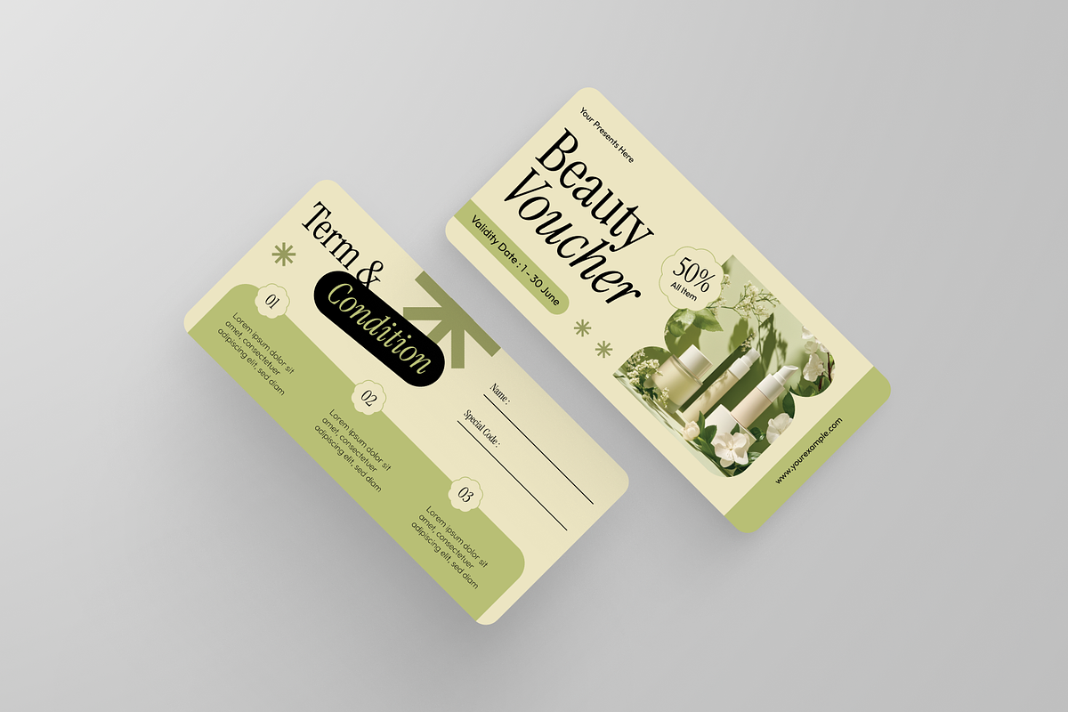 Beauty Skincare Gift Voucher, a Card Template by Annora Studio (Photo 4 of 6)