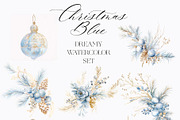 Christmas Blue Watercolor Dreamy Set, a Seasonal Illustration by studioequinox (Thumbnail 2 of 10)