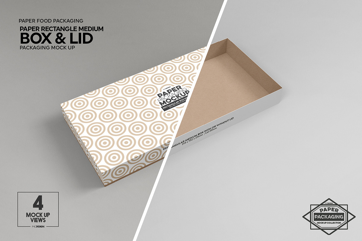 MediumRectangle Paper Box&Lid Mockup, a Cups & Container Mockup by INCDesign (Photo 2 of 7)