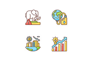 Global Warming RGB Color Icons Set