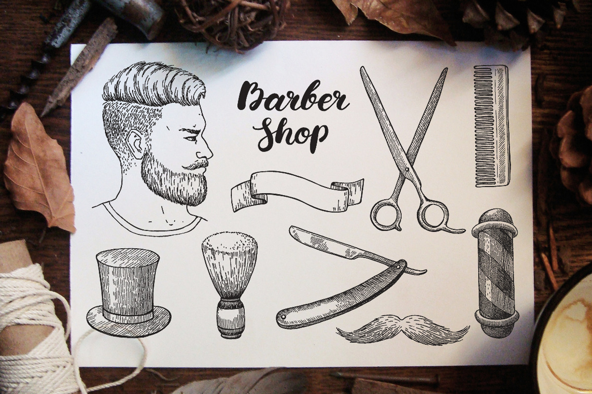 Barber Shop Sketch Set, an Illustration by Epine (Photo 3 of 4)