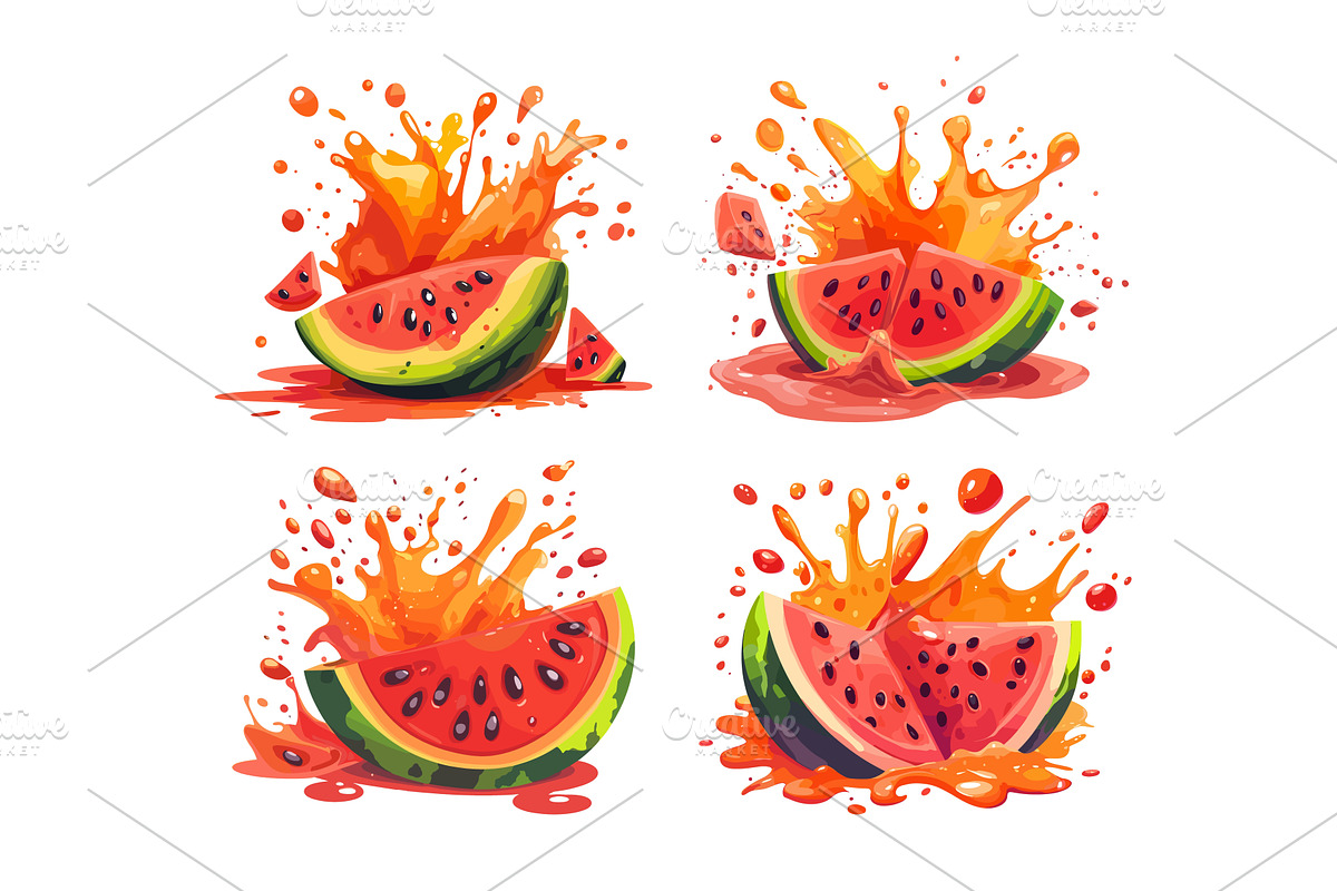 Watermelon juice cartoon concepts, a Food Illustration by Onyx