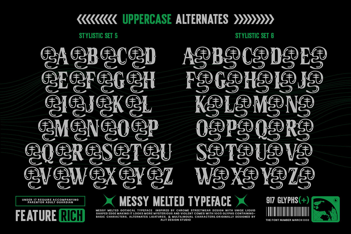 Messy Melted Typeface, a Serif Font by alit design