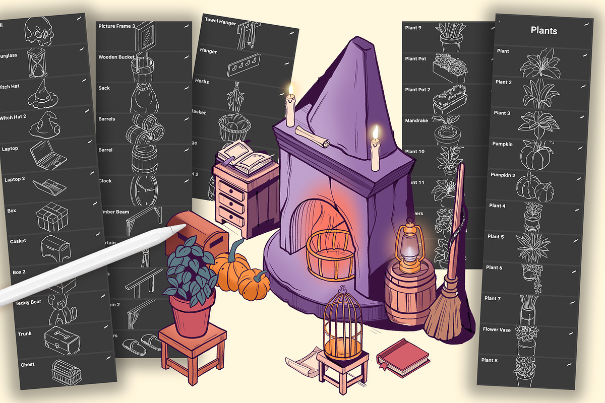 ISOMETRIC INTERIOR PROCREATE CREATOR, a Brush Add-On by AlexandraArt (Photo 9 of 9)