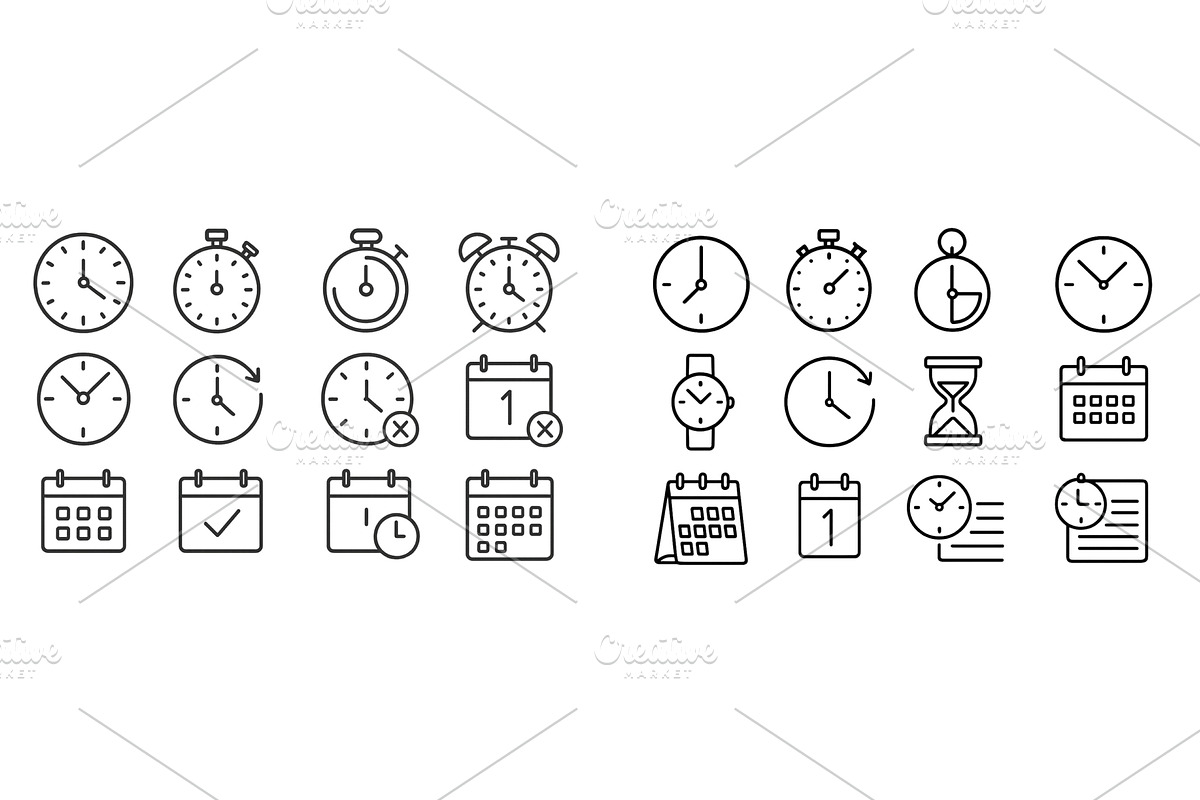 Various clock and calendar icons in, a Technology Illustration by ZinetroN