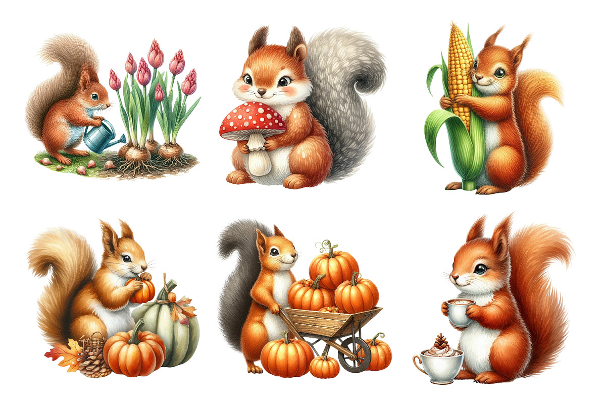 Fall Squirrels Garden Clipart, an Illustration by Daily.Designs (Photo 2 of 5)