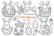Easter Bunny Clipart Set PNG SVG, a Seasonal Illustration by ArtGiftsStudio (Thumbnail 1 of 5)