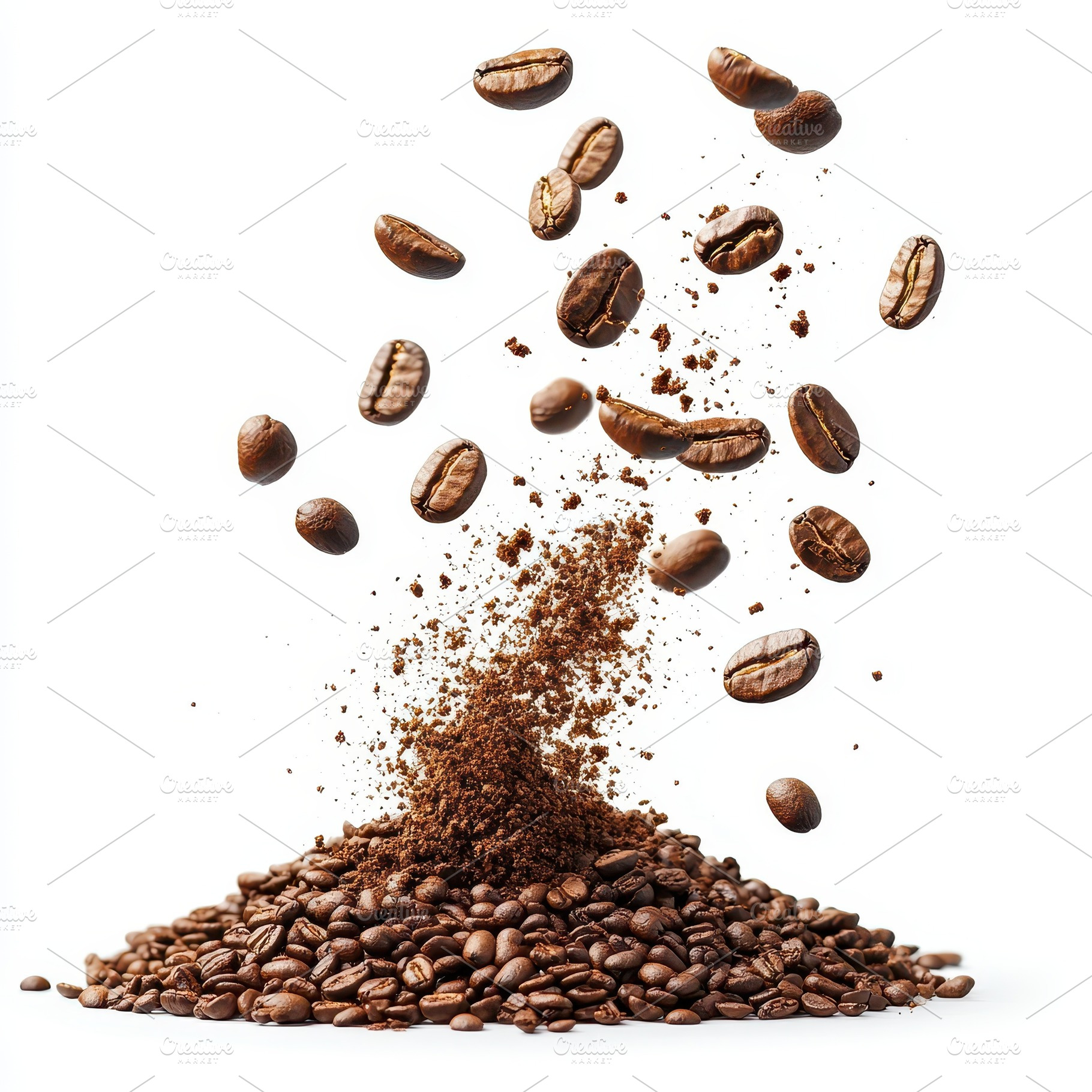 Roasted Coffee Beans Exploding in Ai, a Food & Drink Photo by Pixeness Studio