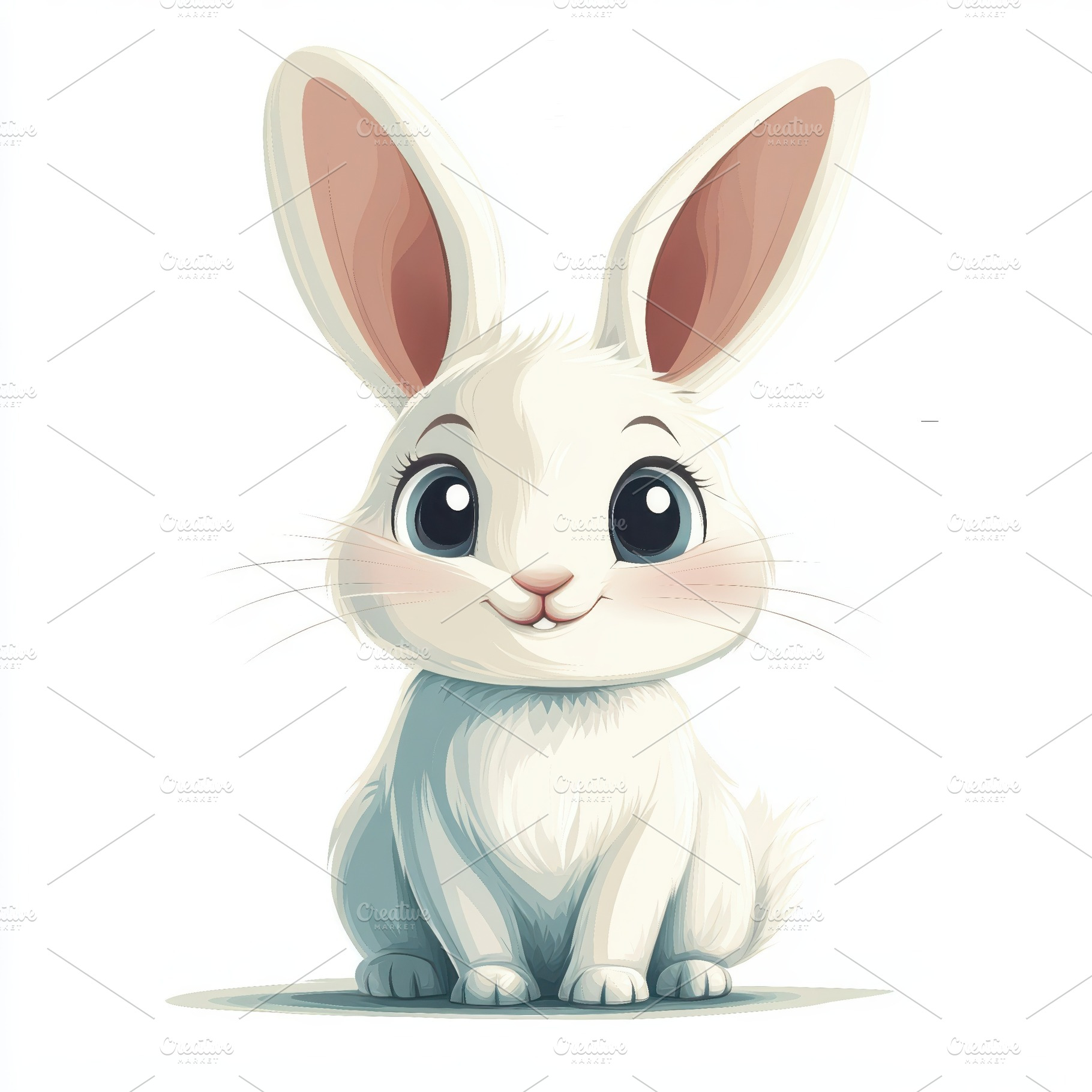 Adorable White Bunny Rabbit Cartoon, an Animal Photo by Pixeness Studio