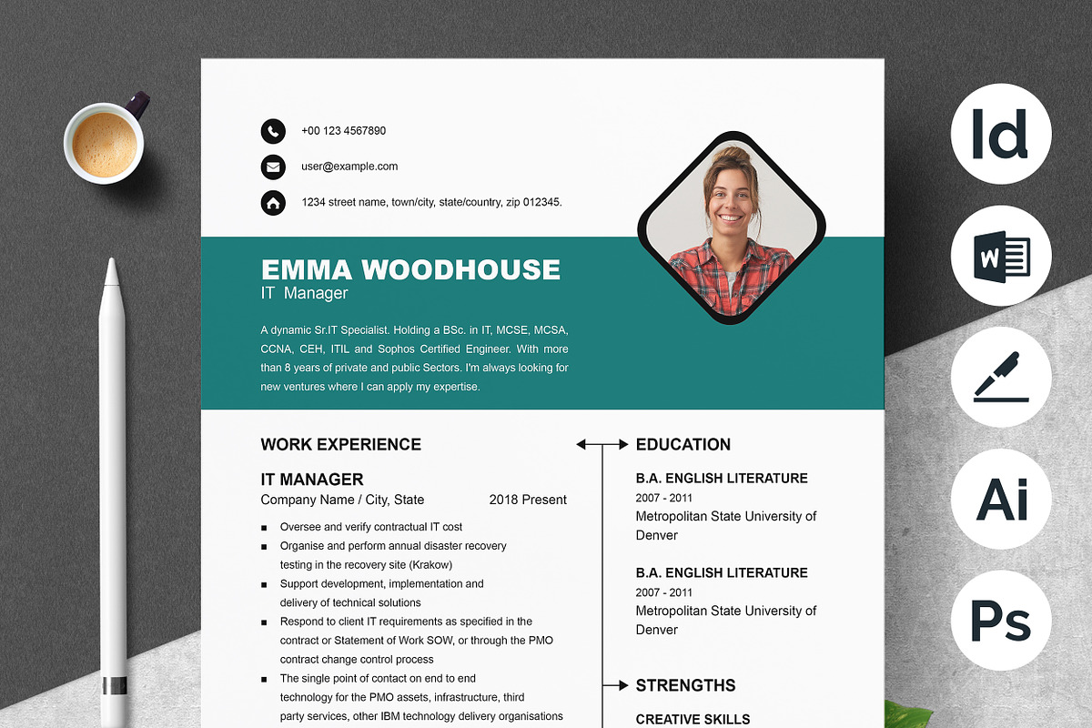 Designer Resume & Portfolio Combo, a Resume Template by ResumeInventor (Photo 1 of 7)