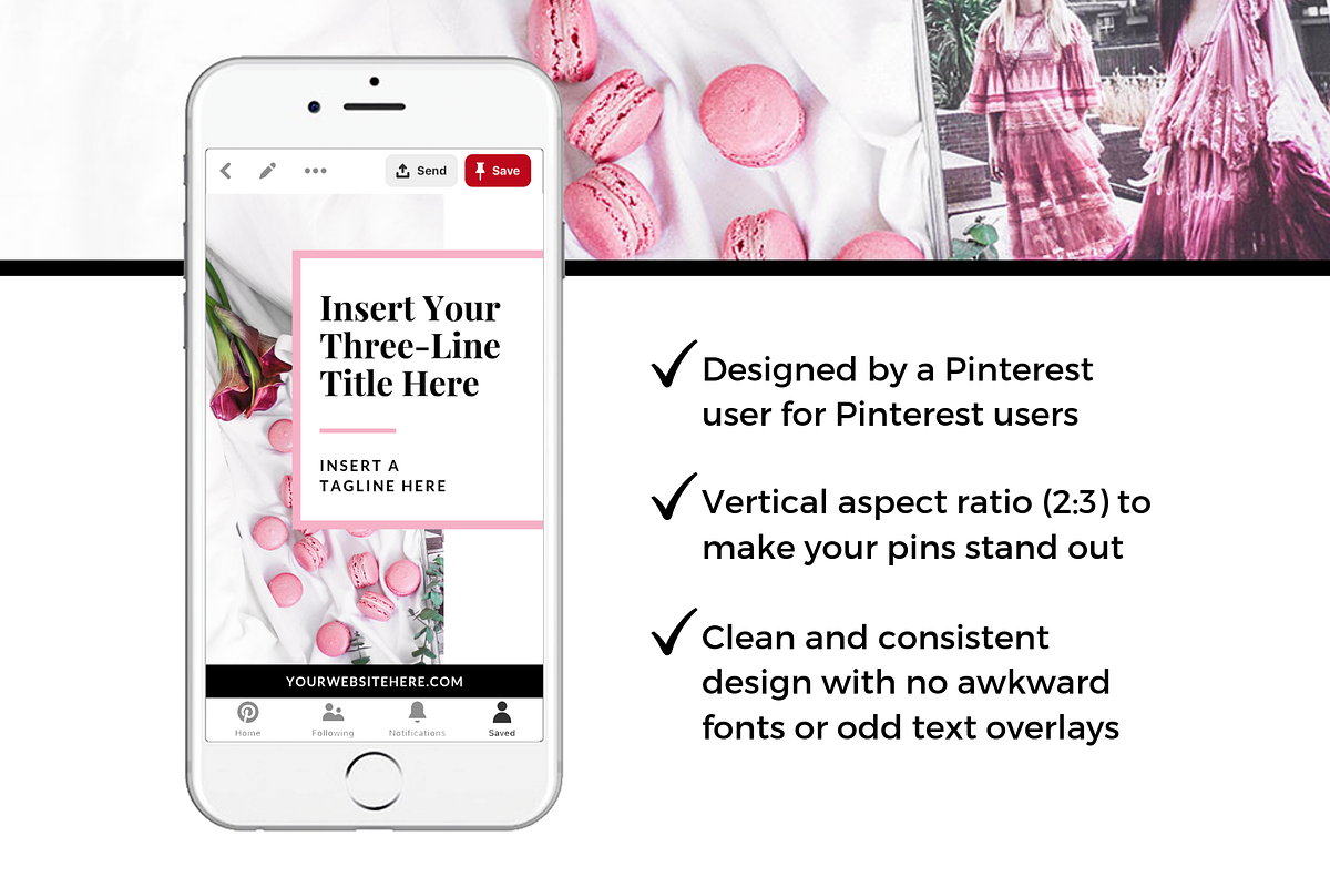 Pinterest Pin Template - Pink, a Social Media Template by ProductiveandFree (Photo 5 of 9)