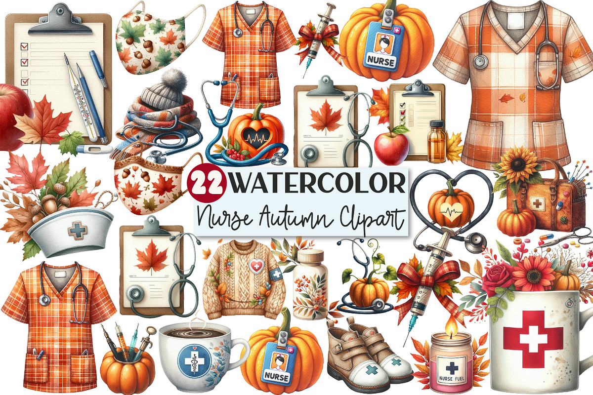 Nurse Fall Autumn Clipart, an Illustration by Rose Art (Photo 1 of 4)