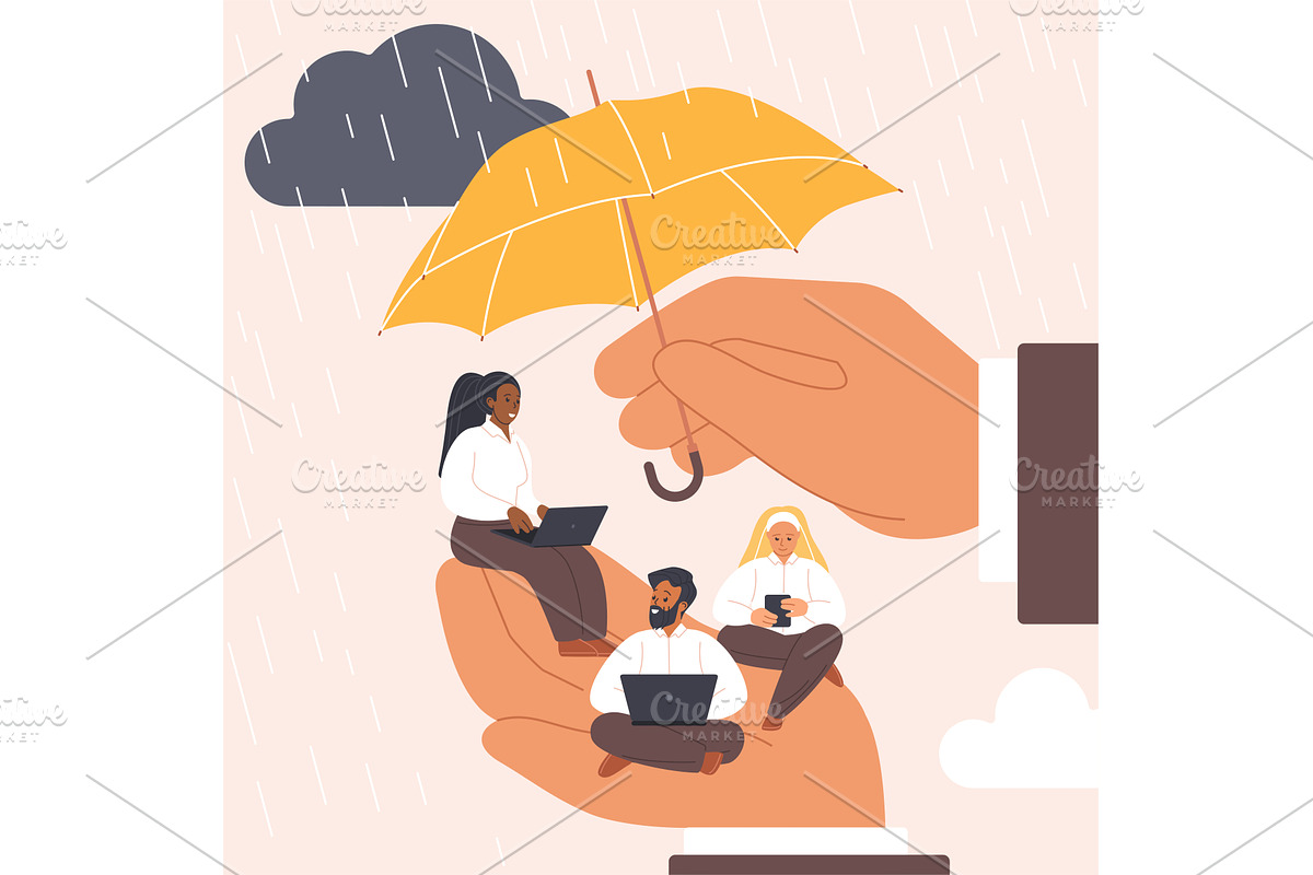 Umbrellas insurance protection, a Person Illustration by Lemberg Vector