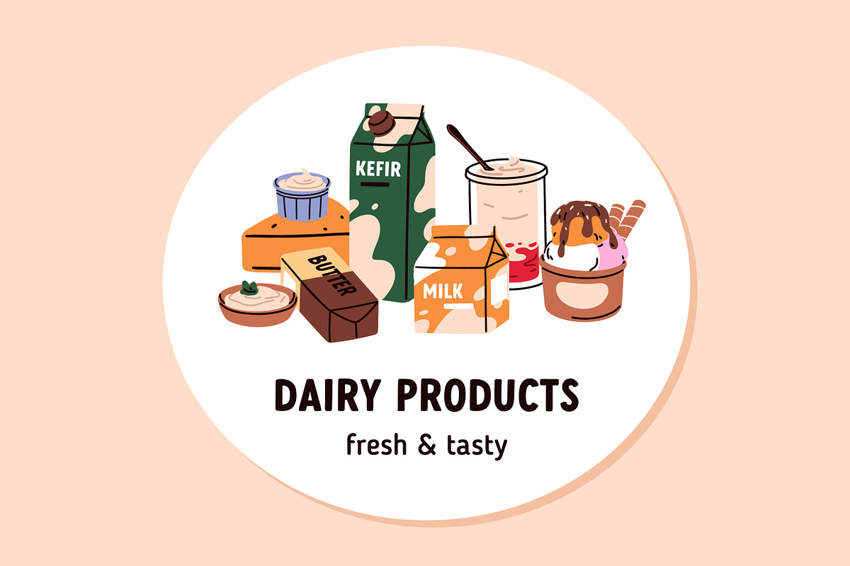 Dairy food products, milk drinks set, a Food Illustration by Good Studio (Photo 9 of 11)