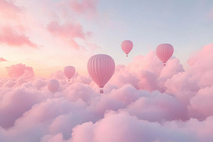 Hot air balloons gracefully ascend a, a Photo by Tanuart