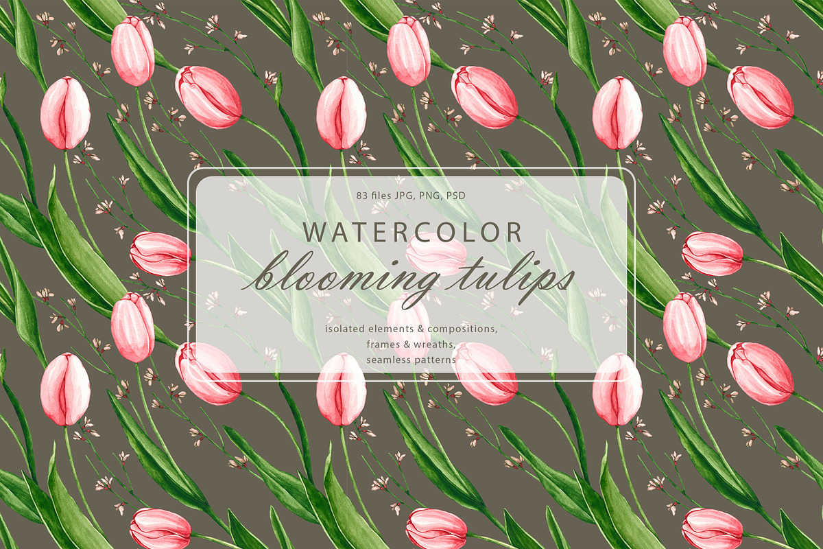 Blooming tulips. Watercolor set, a Pattern Graphic by Ola_Vola (Photo 1 of 9)