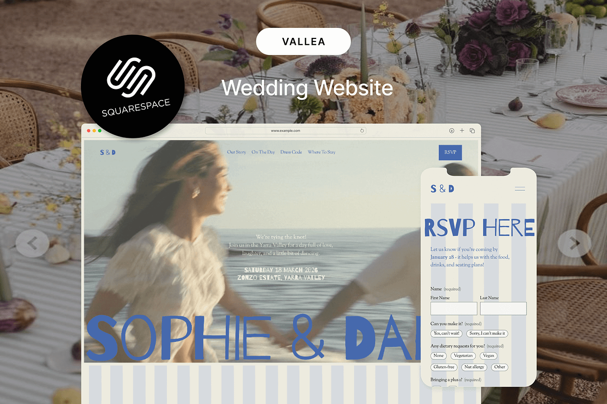 Vallea – Coastal Wedding Template, a Squarespace Template by WebInAWeek (Photo 1 of 6)