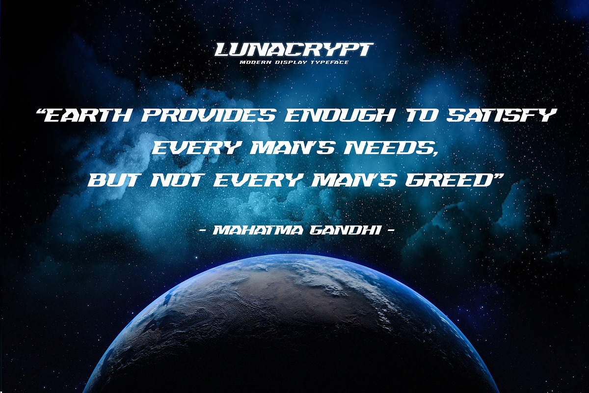LUNACRYPT - Modern Display Typeface, a Font by Gassstype (Photo 7 of 8)