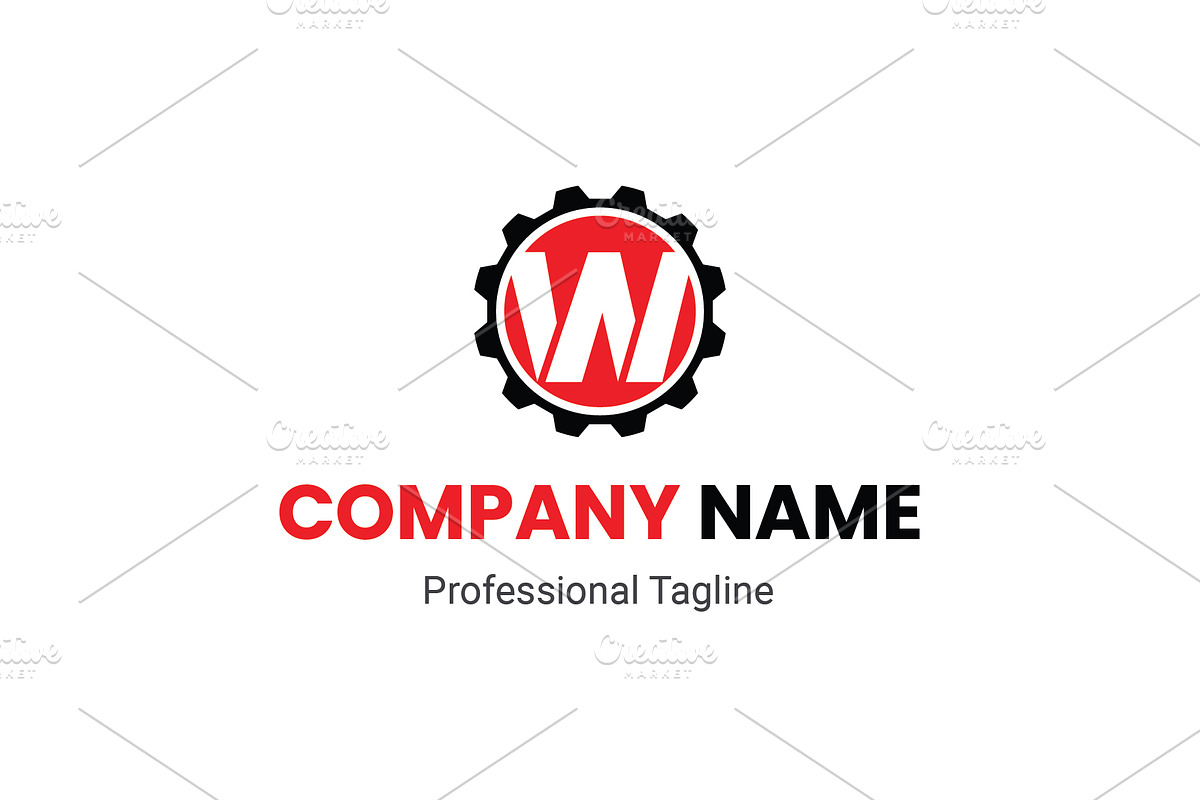 Initial W Letter with Gear sign logo, a Branding & Logo Template by Walldecorated (Photo 1 of 2)