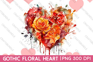 Gothic Floral Heart Clipart