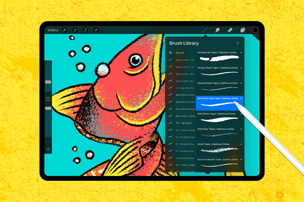 Optimus Grime Procreate Brushes, a Brush Add-On by Tim Hankins Design (Photo 2 of 6)