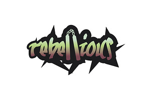 rebellious text logo with nunchucks, an Object Illustration by LogosDen