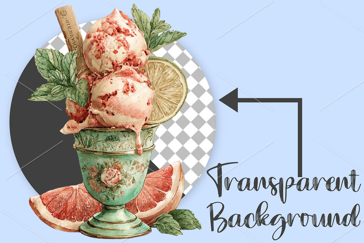 Whimsical Summer ice Cream Clipart, a Seasonal Illustration by Canvas Craft (Photo 2 of 7)