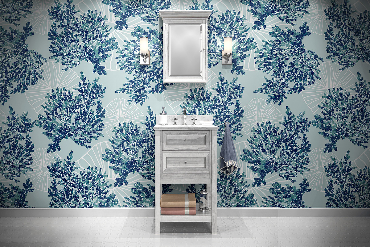 Blue Coral Seamless Pattern, a Pattern Graphic by StudioGlouna (Photo 2 of 7)