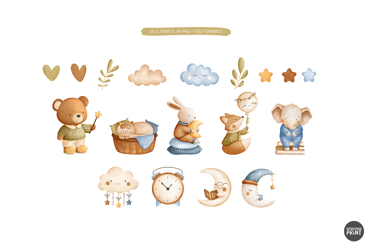 Good Night Baby Patterns Clipart, a Pattern Graphic by vatrushkaprint_store (Photo 9 of 10)