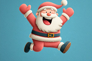 Happy cartoon Santa Claus joyfully jumping with arms raised on b, a Holiday Photo by José Manuel Gelpi