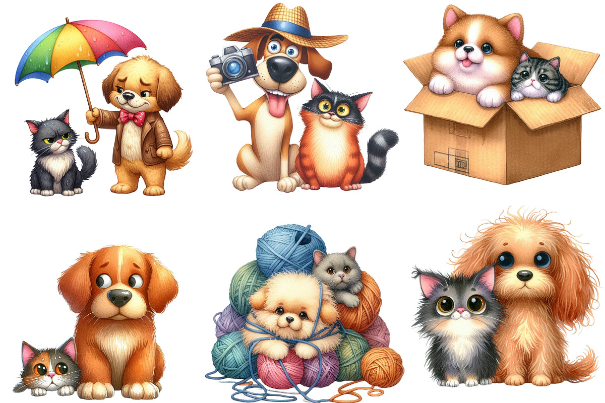 Quirky Dog and Cat Clipart, an Icon by Designworld (Photo 3 of 6)