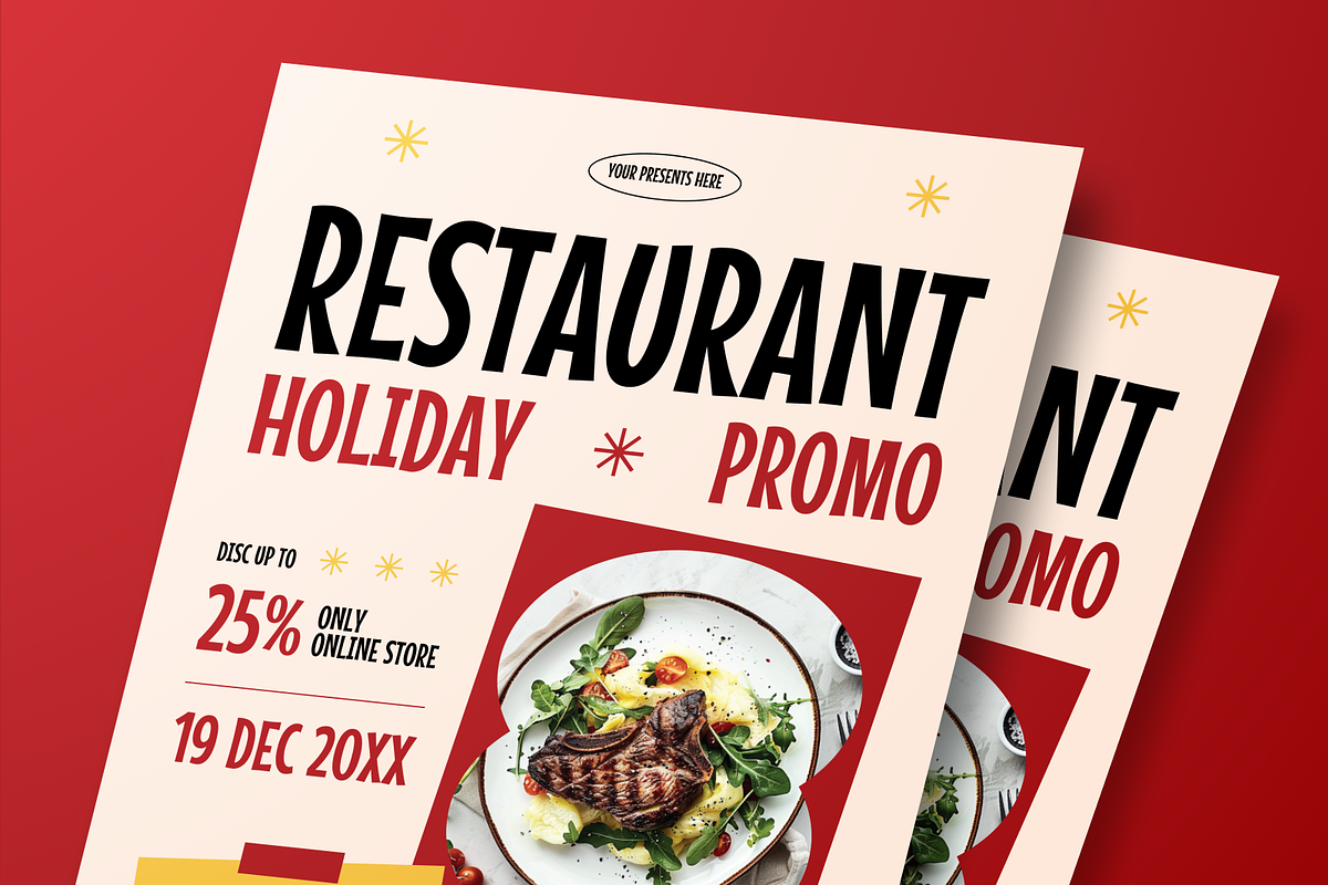Restaurant Holiday Promo Flyer Set, a Flyer Template by Annora Studio (Photo 4 of 6)