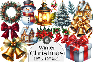 Winter Christmas Sublimation Clipart, an Illustration by DreamArtGraphic