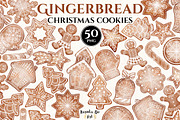 50 Watercolor Christmas Gingerbread, a Decorative Illustration by KarinkaBU (Thumbnail 1 of 8)