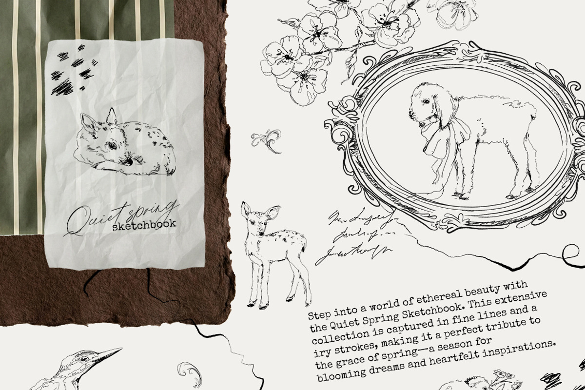Spring line art Vintage cottagecore, a Decorative Illustration by 60secondsArt (Photo 8 of 12)
