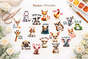 Grumpy Animal Watercolor Pun Clipart, an Illustration by Artnoy (Thumbnail 7 of 8)